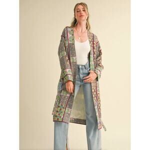 & Merci Daphne Quilted Long Jacket Size Medium NWT Cottagecore Bohemian